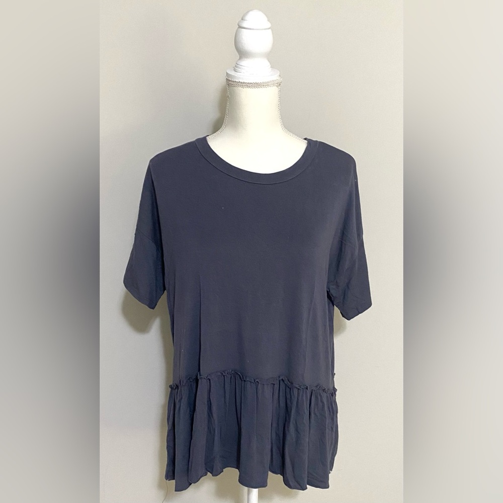 Dear Apple Womens S Ruffle Gray Top Boho Fall Whimsigoth Eclectic 90s Minimalism